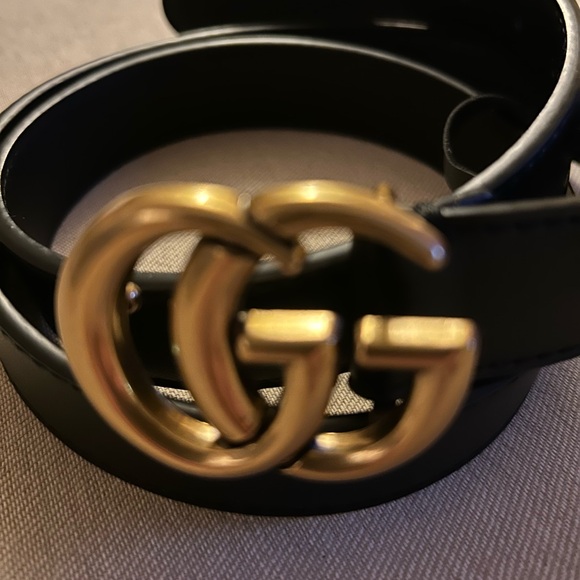 Gucci Unisex Leather Gold GG Buckle Belt main image 5